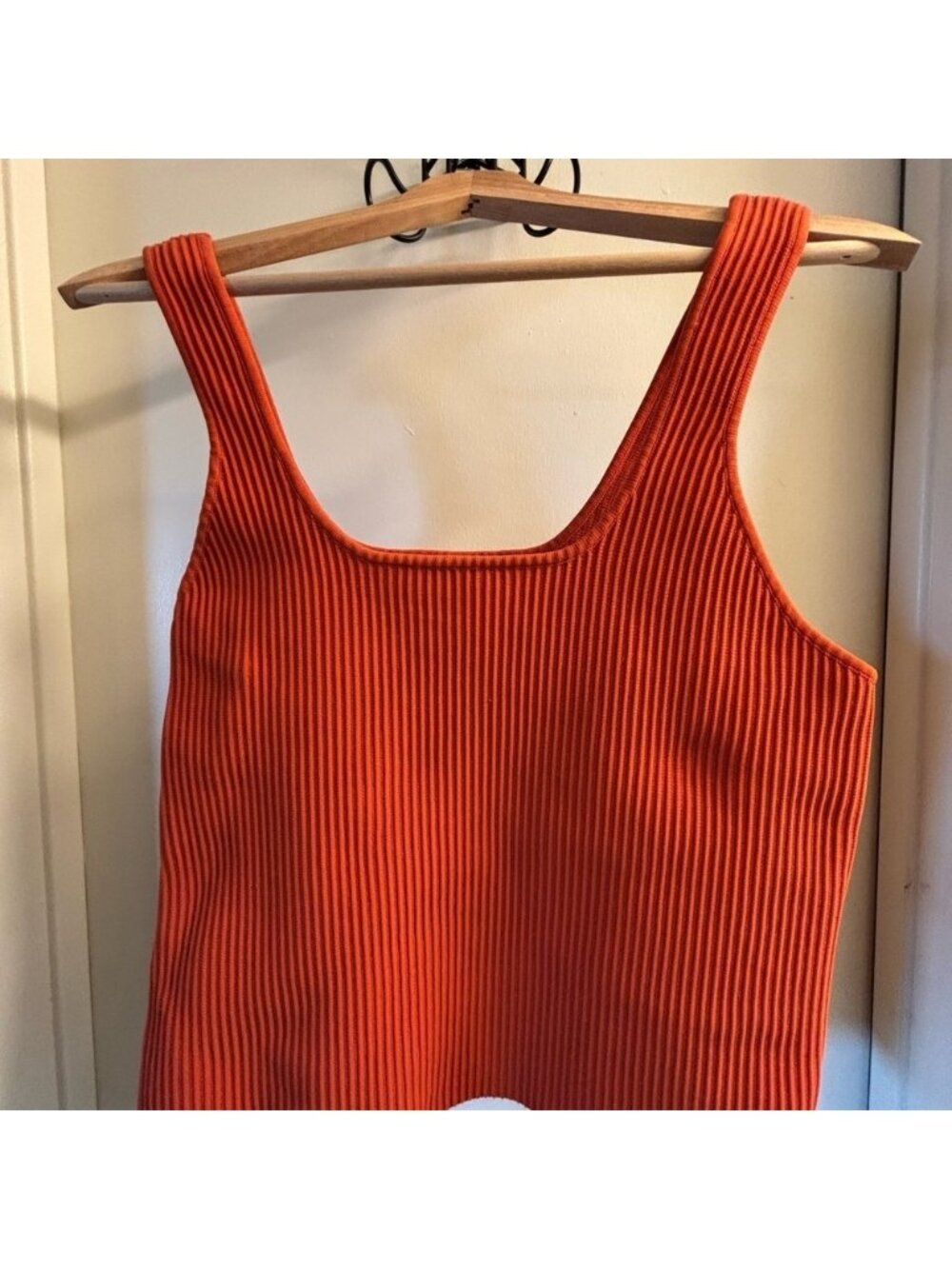 Orange Ribbed Tank Top - Picture 2 of 6